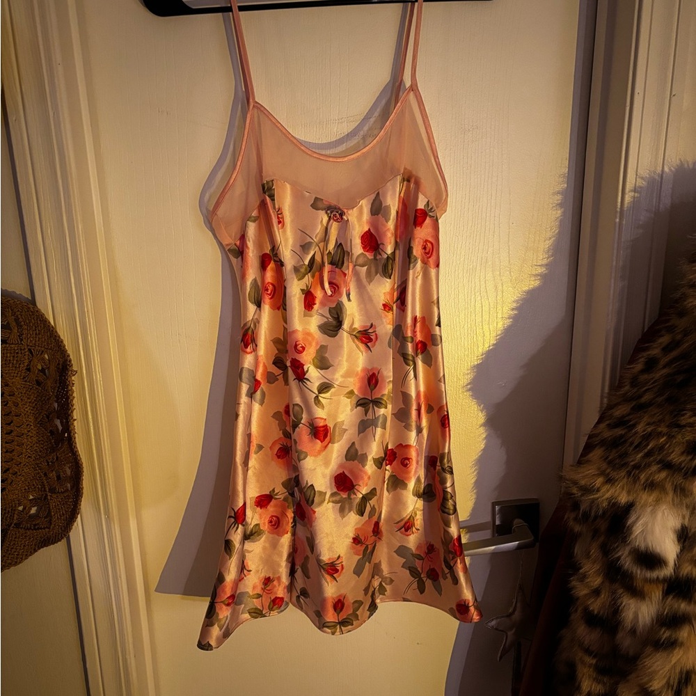 Vintage Jaclyn Smith Floral Satin Slip Dress